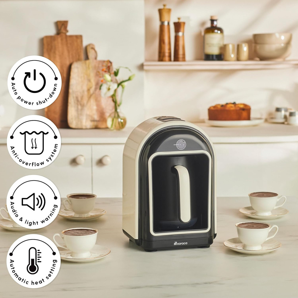 KARACA Hatır Turkish Coffee Maker, 5 Cups Electric Turkish Coffee Machine with E