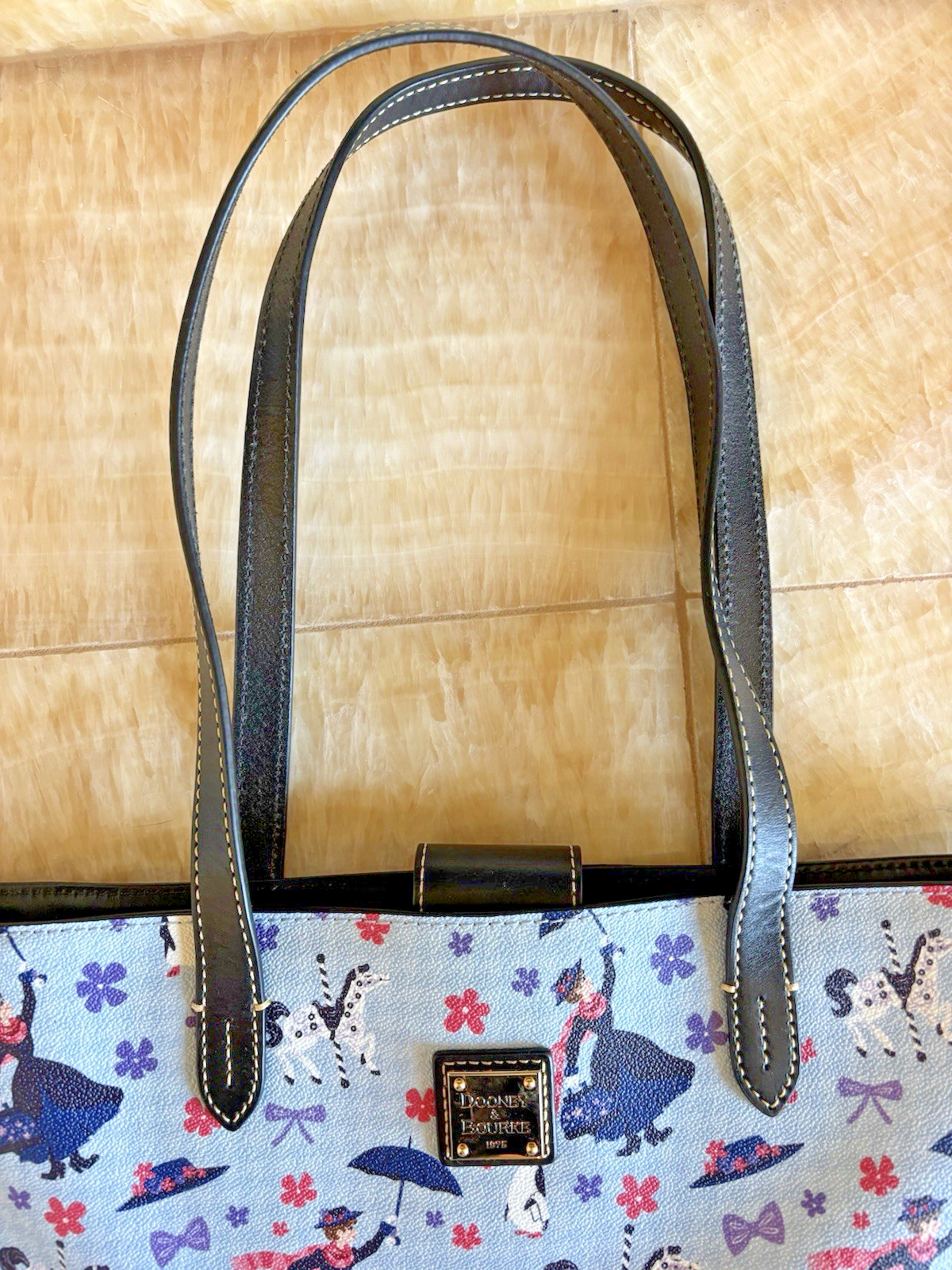 Dooney & Bourke Mary Poppins Hadley Tote Bag Disney Leather Trim Blue