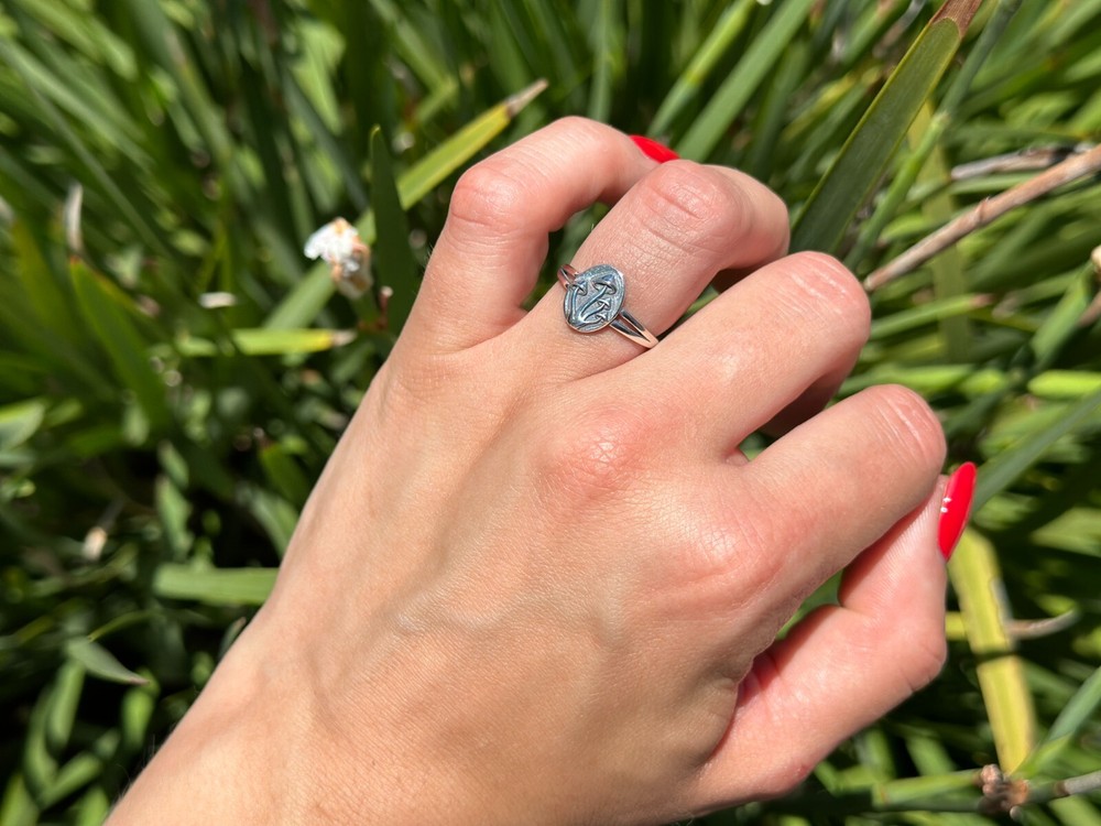 Mushroom Oxidized Ring 925 Sterling Silver 11.2mm