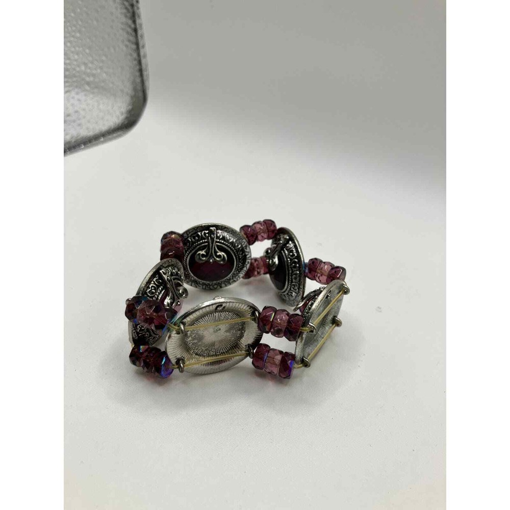 Handmade purple crystals silver-tone bracelet!