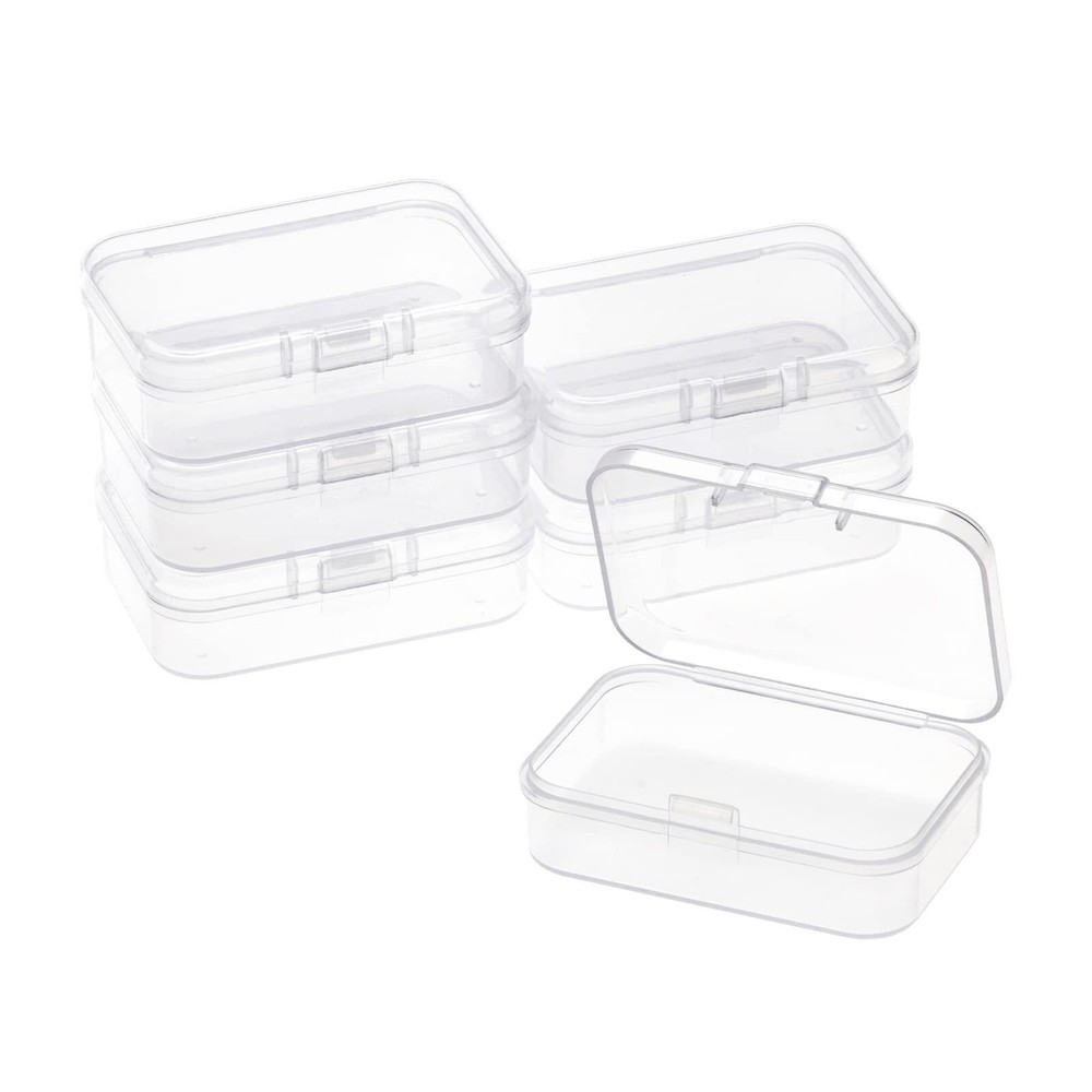 6 Pack Small Plastic Bead Organizer Rectangle Containers with Lids, 2.6x1.8 Inch