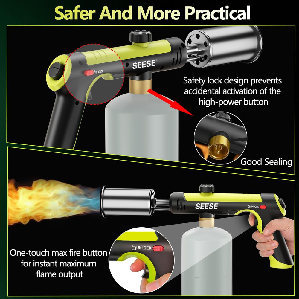 Powerful Propane Torch Gun,Kitchen Cooking Torch with One-Touch Max Fire, Charco