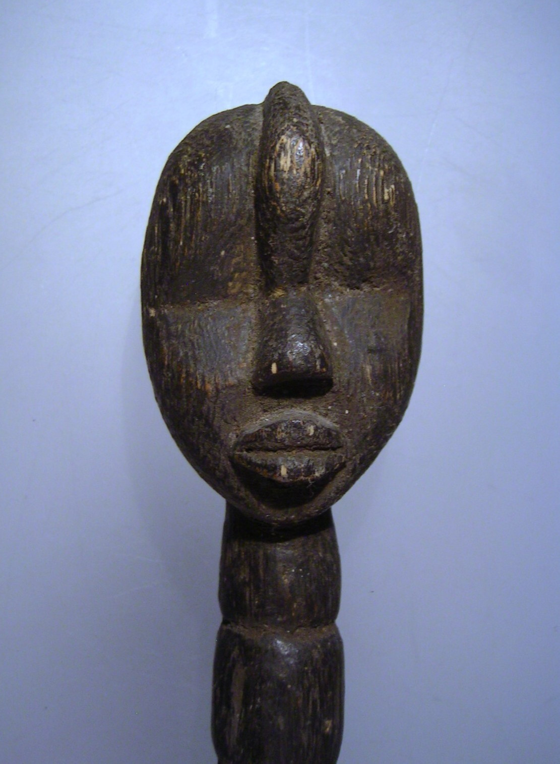 Hand Carved Authentic Wood African Tribal Head Handle Serving Spoon