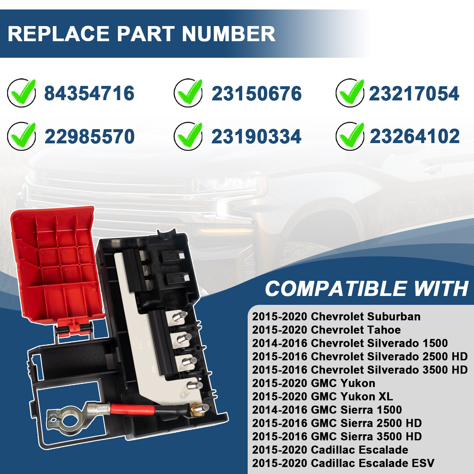 Battery Distribution Engine Compartment Fuse Block Compatible with GM 84354716
