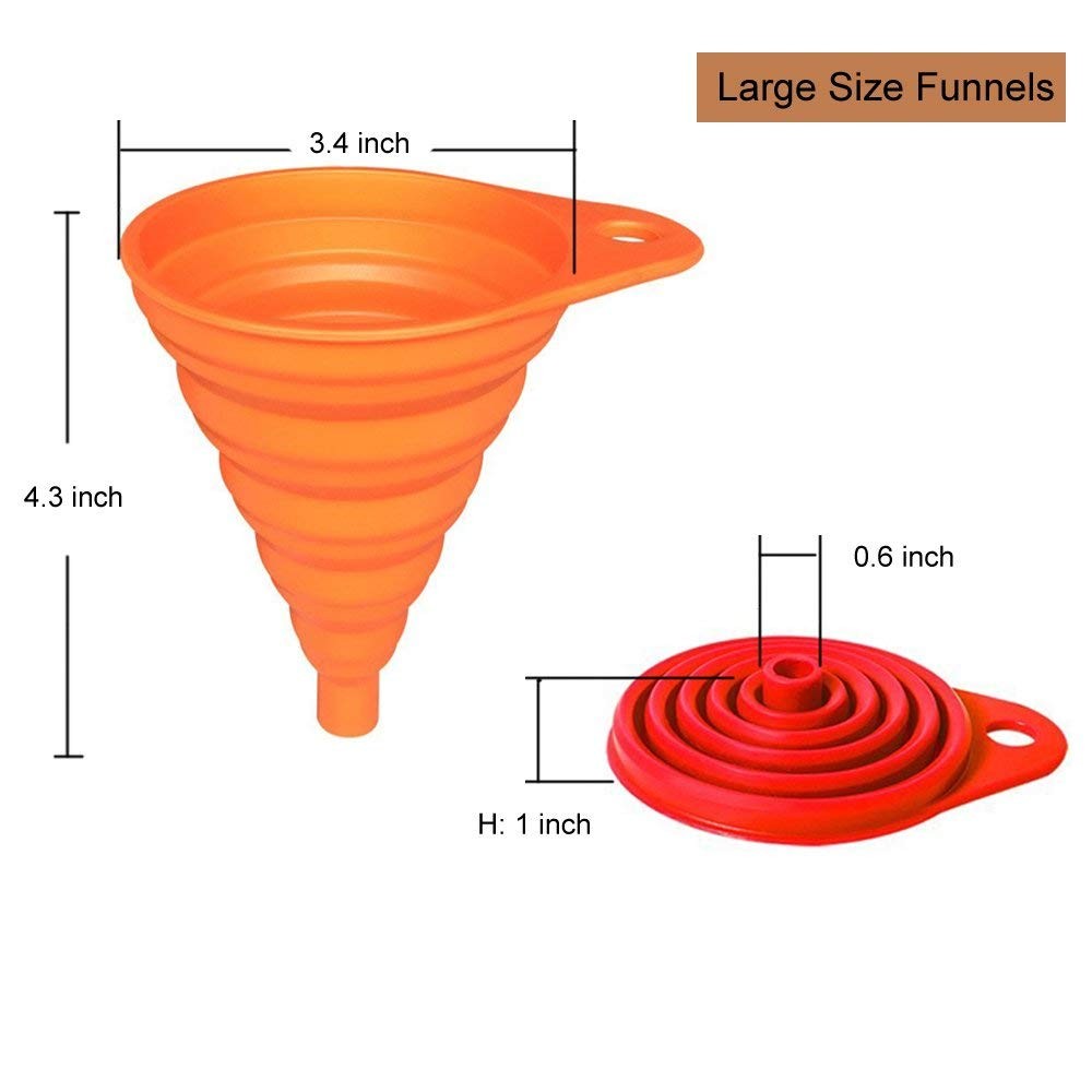 Kitchen Funnel Set 4 Pack Small & Large Kitchen Gadgets Accessories Foldable