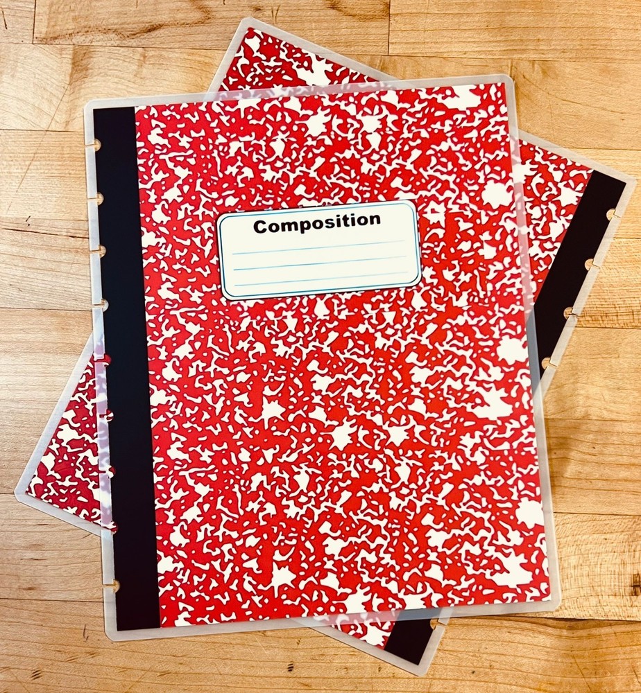 MATTE Composition Red Front & Back Cover Set 4 use with Classic HAPPY Planner~