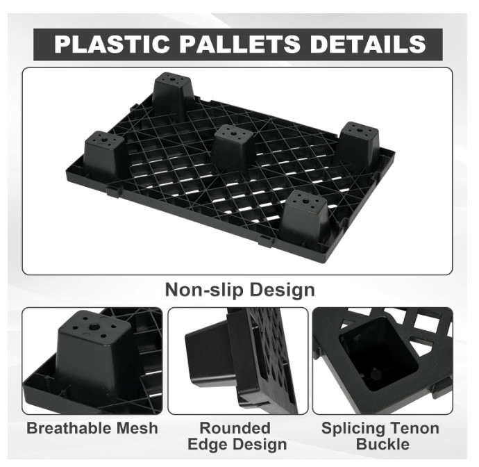 8Pcs Plastic Pallets Lightweight Moisture-Proof Floor Pallet Interlocking