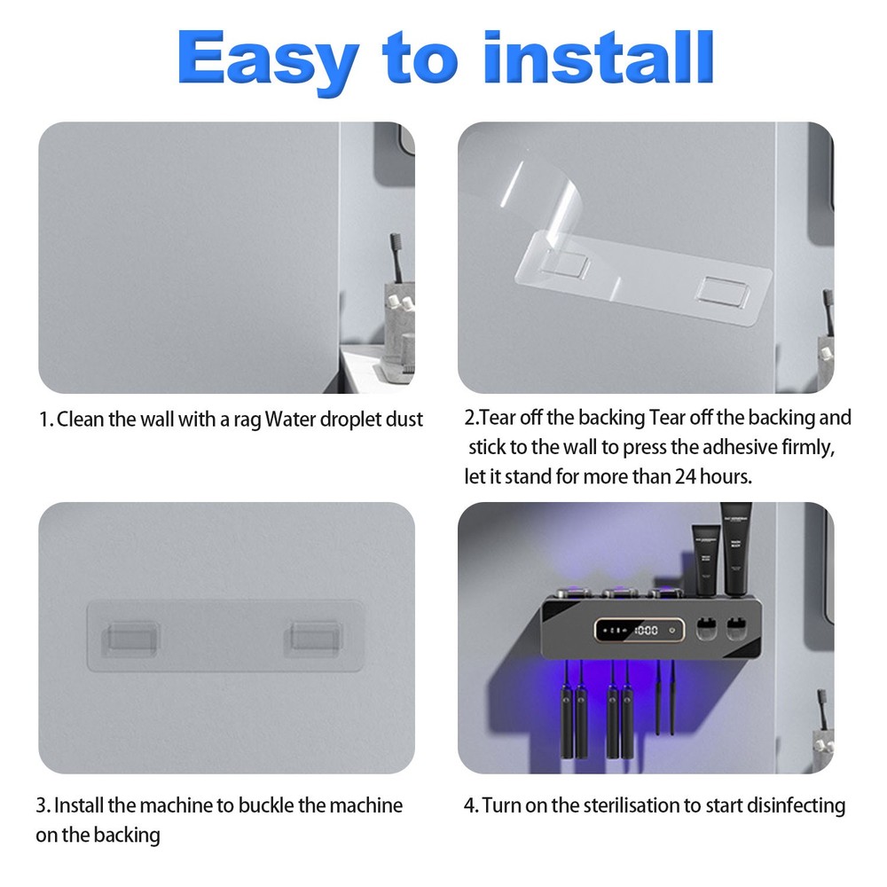 Wall Mounted Automatic Toothpaste Dispenser Hands Free Squeezer Holder No Drill