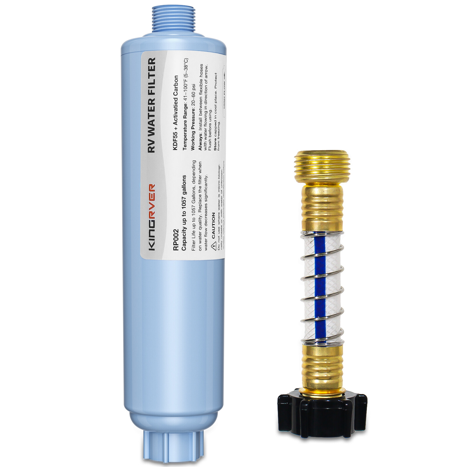 2* RV Water Filter w/Hose Protector for Drinking Reduces Chlorine Odor Sediment