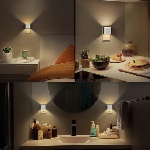 LED Night Lights Plug into Wall [2 Pack], Plug in Nightlight, 3 Level