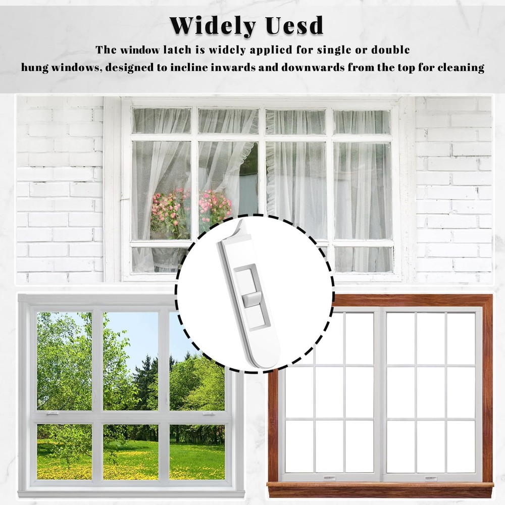 12PCS Window Latch Replacement Snap in Sliding Locks Vinyl Spring Loaded White