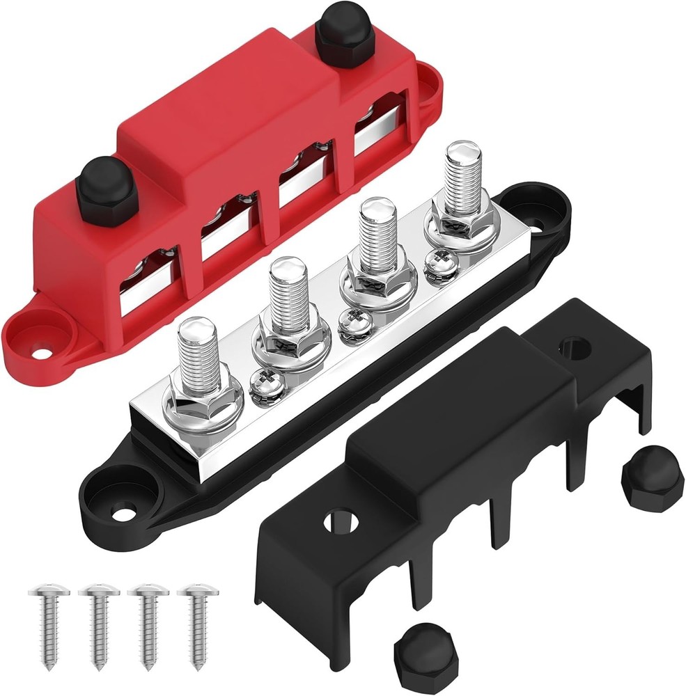 12V Power Distribution Block with 4 x 3/8" Studs