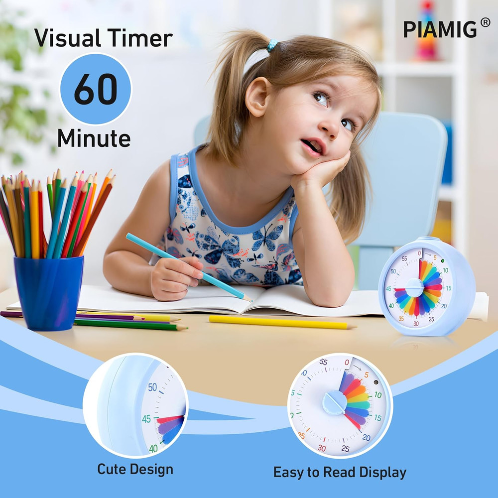 Visual Timer, 60-Minute Countdown Timer for Kids and Adults with Adjustable Volu