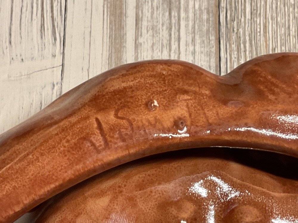 Ceramic hand painted Football Bear soap dish