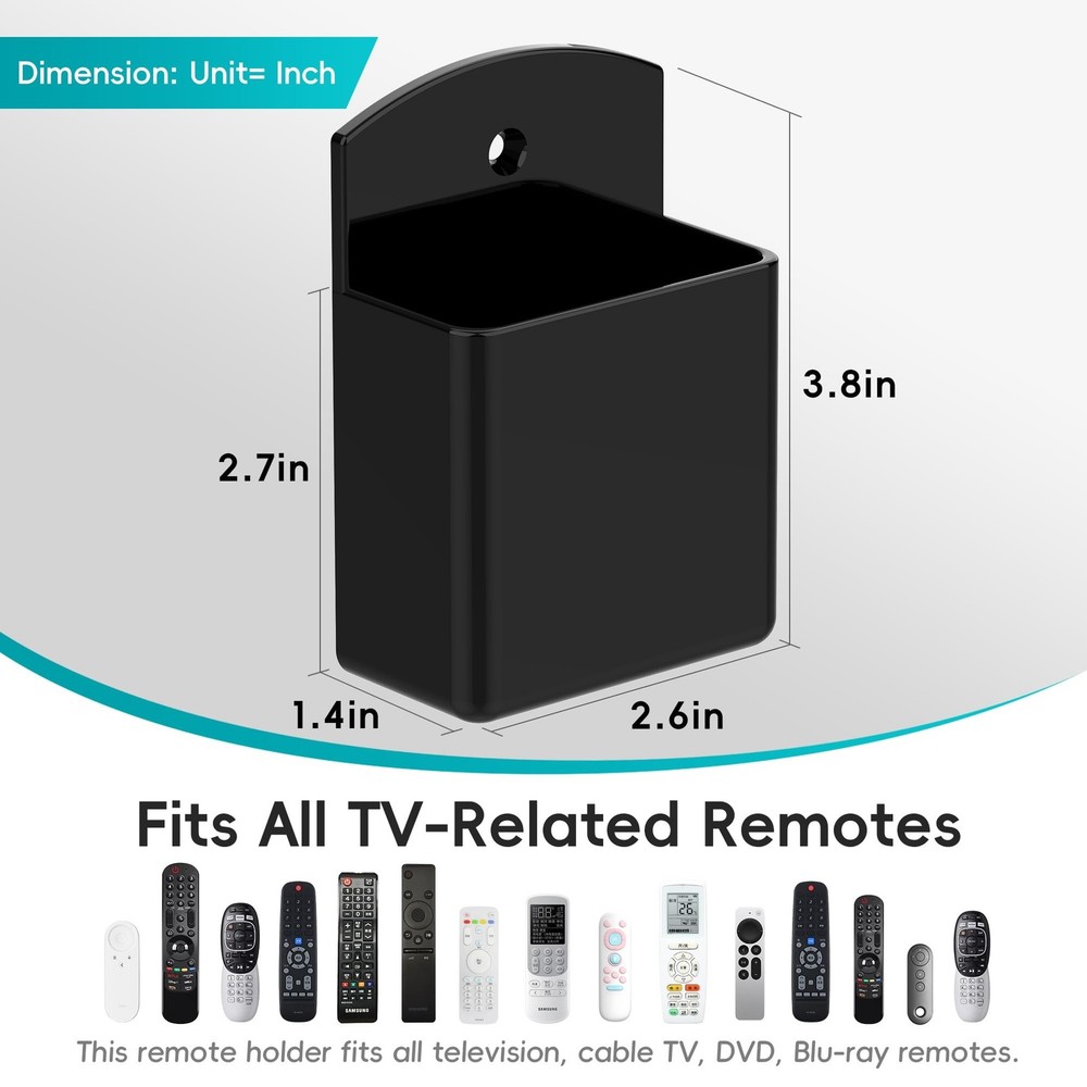 DRQ 2pc Adhesive Remote Control Holder, Wall Mount TV Controller Holder, TV R...