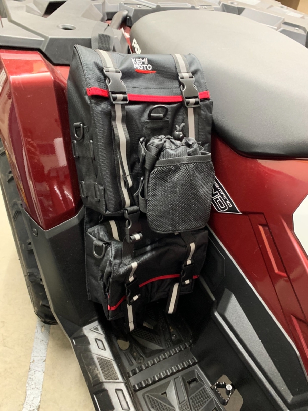 KEMiMOTO ATV Fender Bag Pack Luggage Storage Cargo Black For Sportsman Yamaha