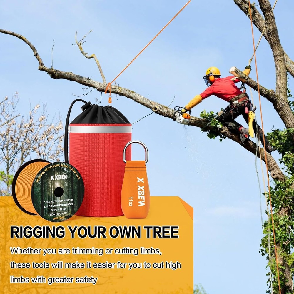Arborist Throw Line Kit with Slick Rope, Throw Weight, Reflective Storage