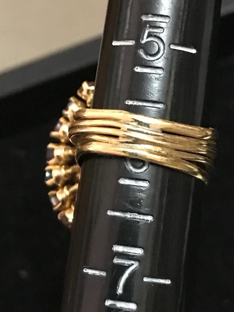 18k Solid Gold Ring With Multi Gemstones Size 6 10.3 g
