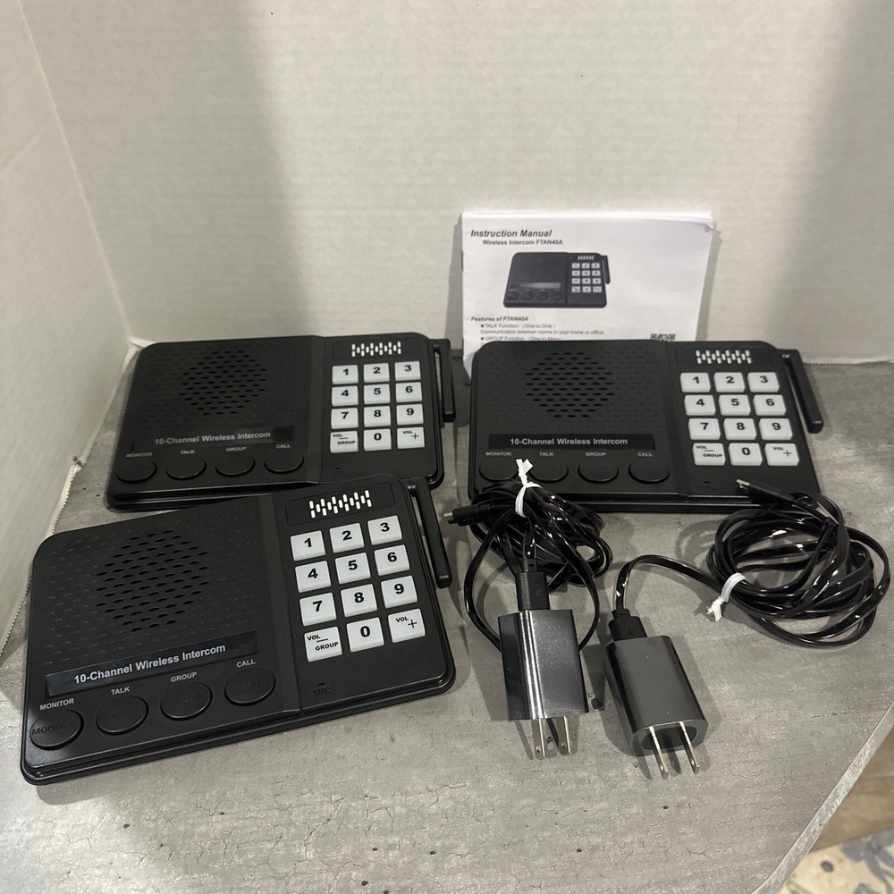 Lot of 3- 10-Channel Wireless Intercom 3 Digital Codes FTAN40A