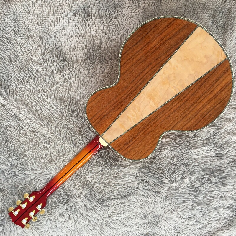 Cherry Burst G-J200 Acoustic Guitar Solid Spruce Top Abalone Inlay Bone Nut