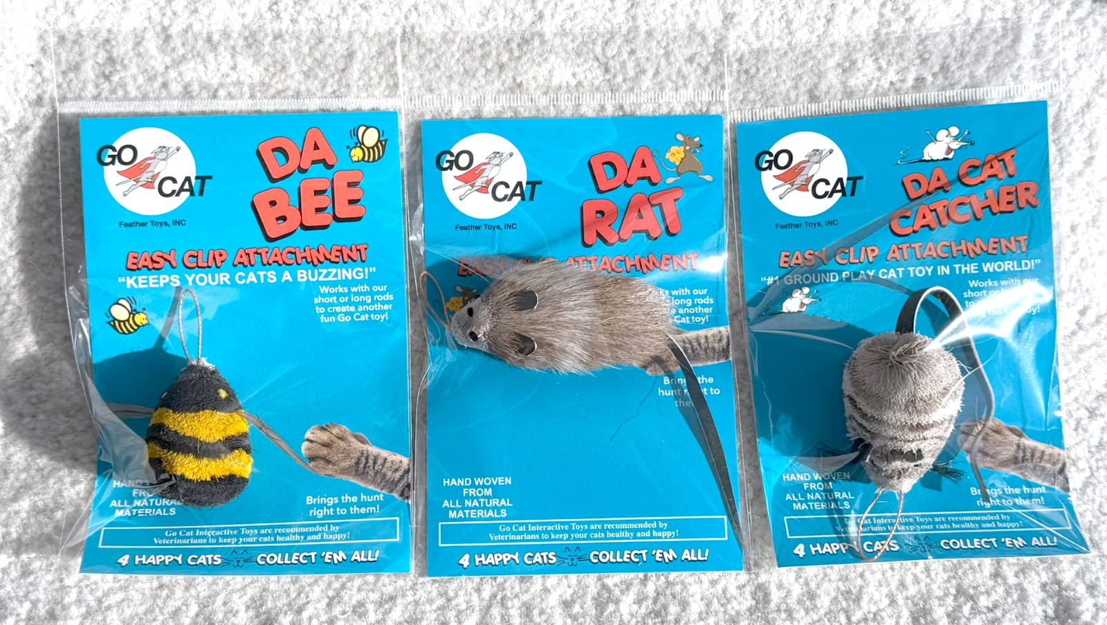 3 (THREE) Go Cat Refills Mouse Rat Bee for Wand/Pole Interactive Kitten FUN