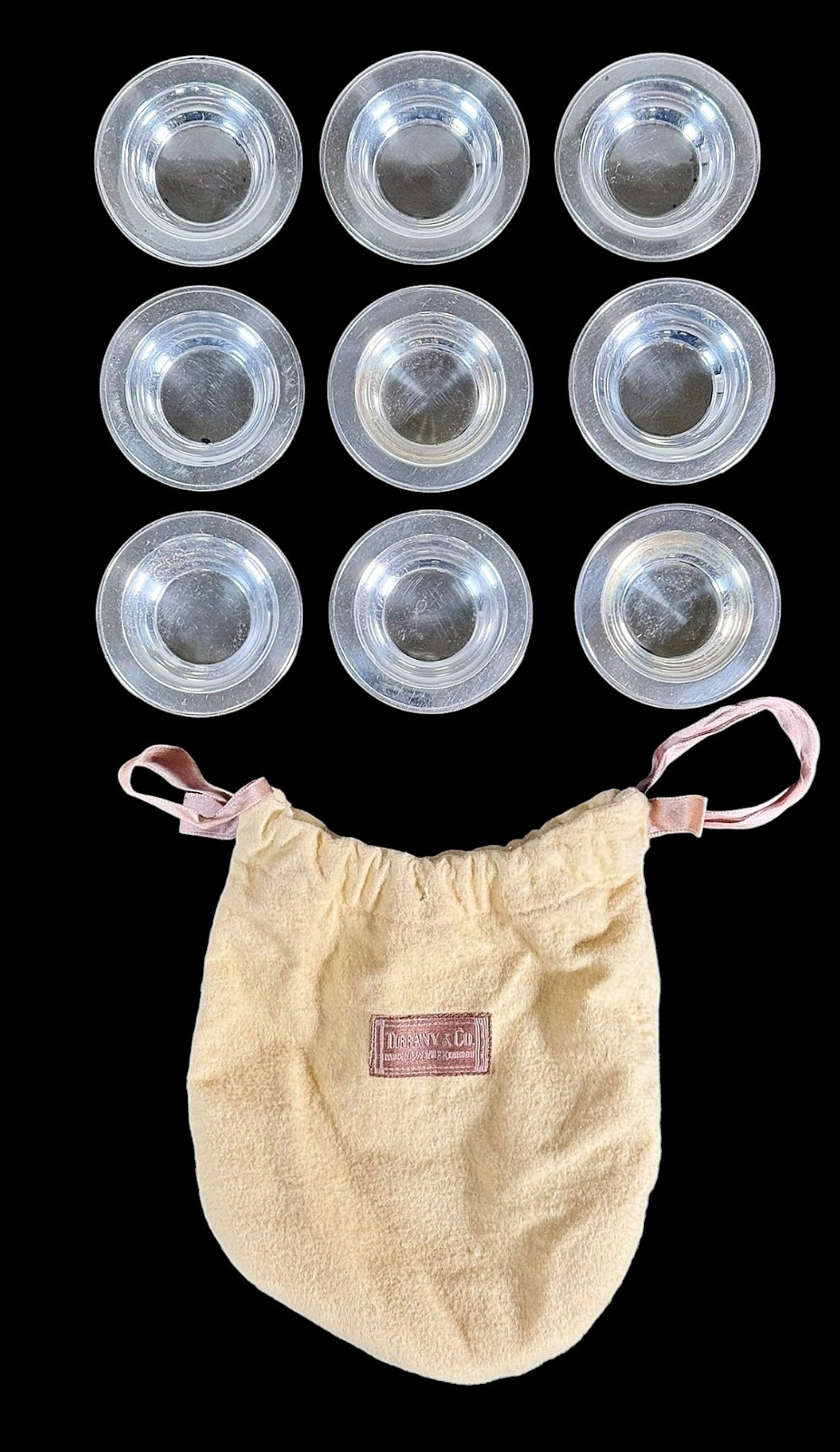 Set of Ten Antique TIFFANY & CO Sterling Miniature Silver Finger Bowls (10pc)