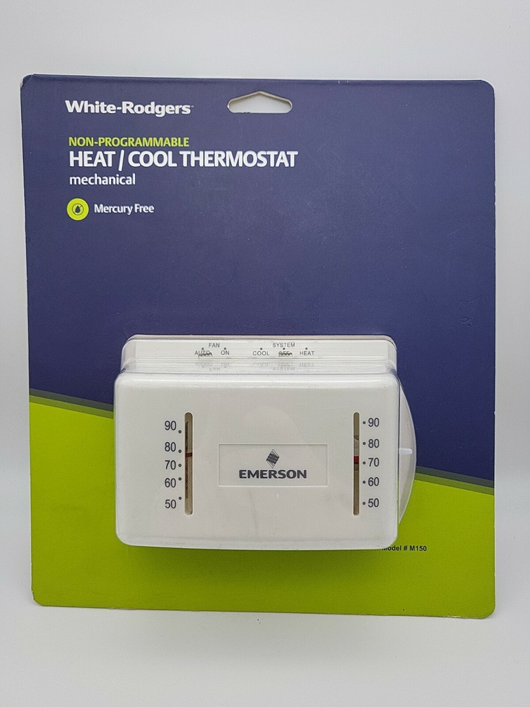 White Rodgers M150 White 24V Rectangle Heating/Cooling Mechanical Thermostat