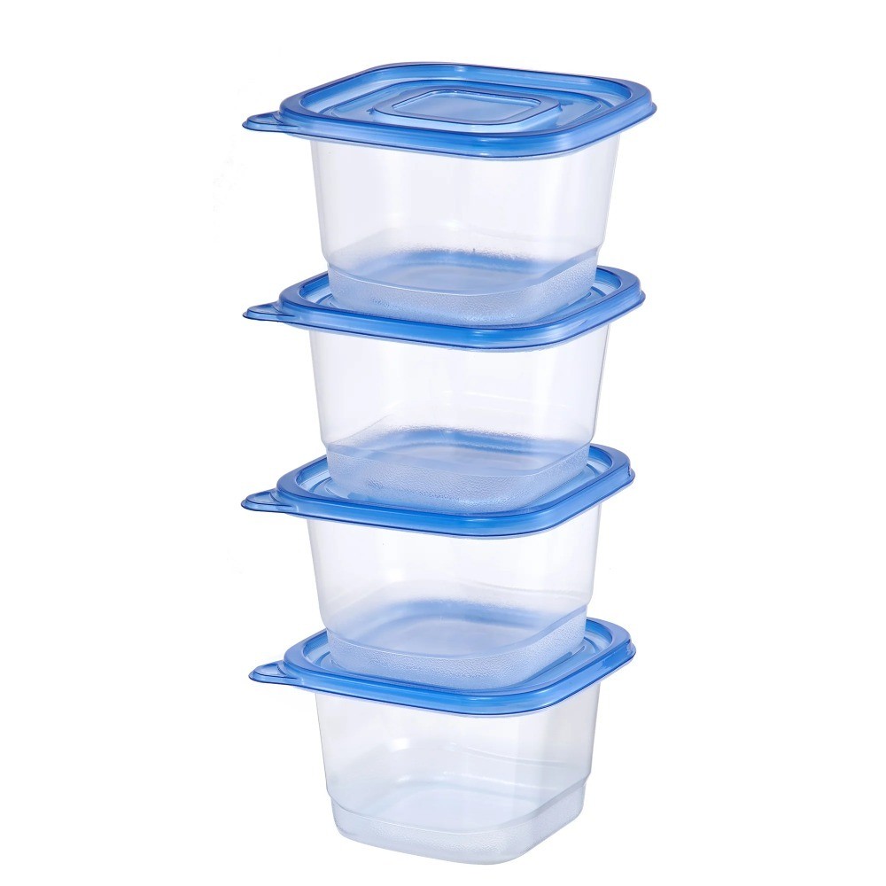 3-Pack 4.4 Cup Plastic Square Food Storage Containers with Lids