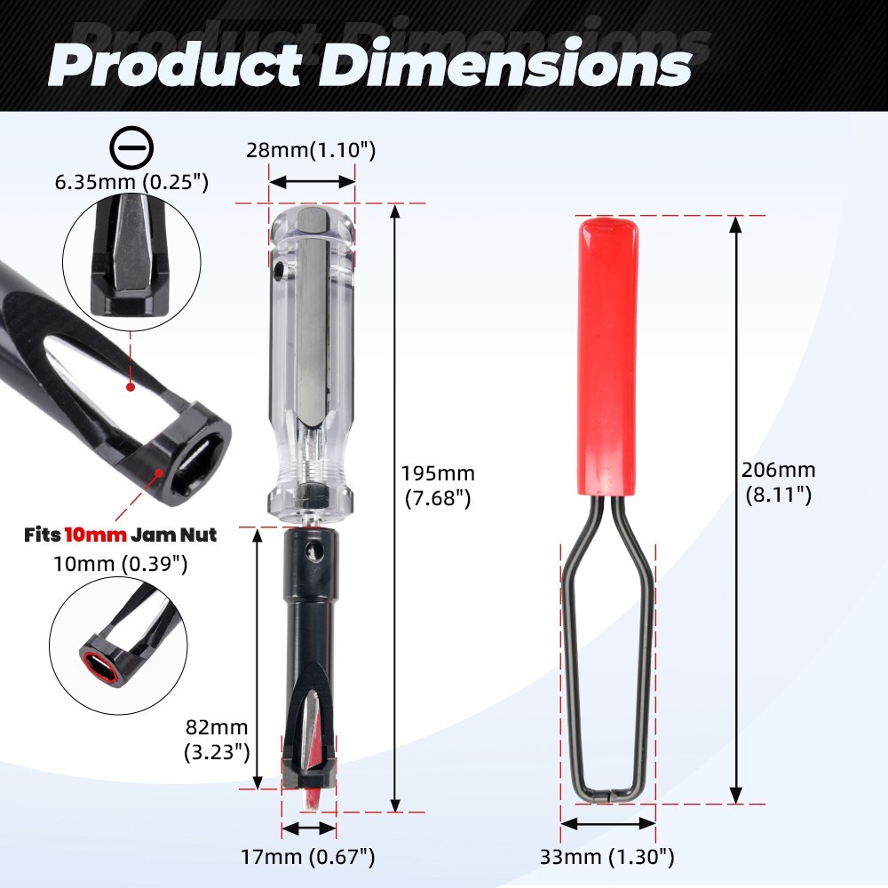 10mm Jam Nut Valve Adjustment Tool with Slotted Valve Adjusting Stud Model 64882