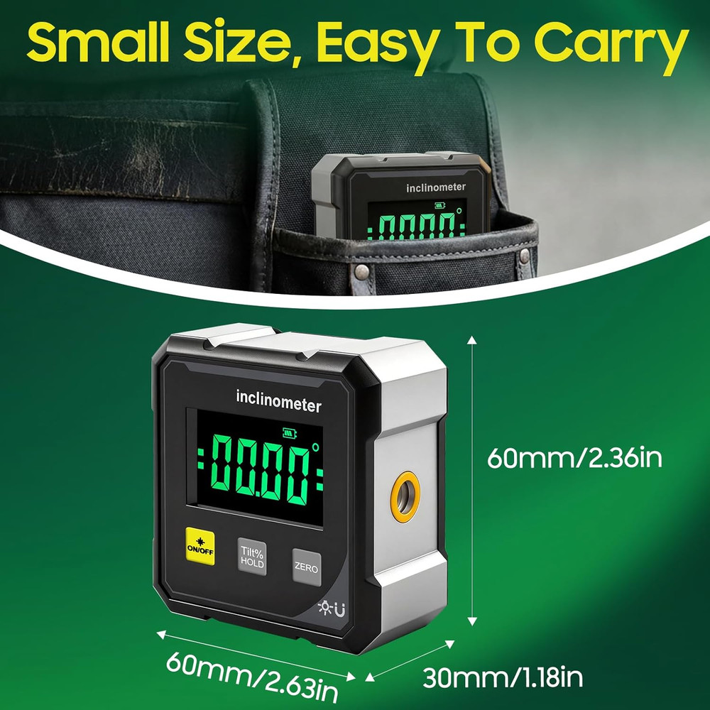 Digital Angle Finder Protractor Tool, 4×90° High Accuracy Measuring Tool with La