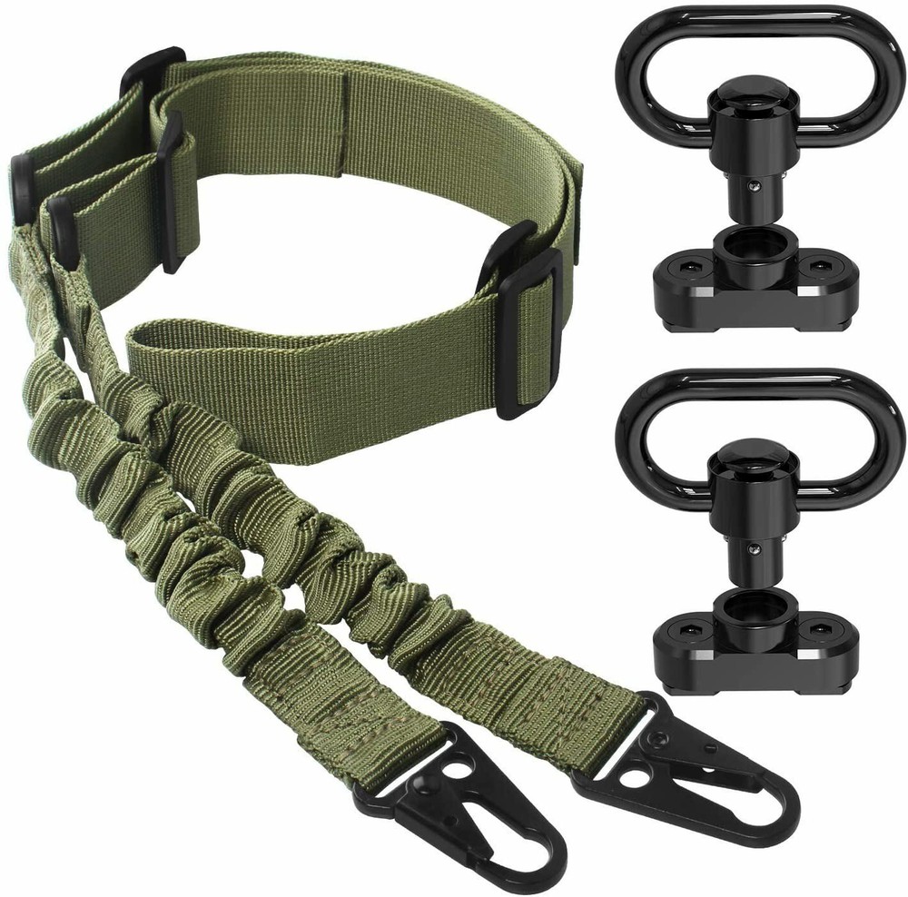 2 Point Sling Adjustable Strap + 2Pcs M-Lok Mlock QD Sling Swivels Quick Mounts