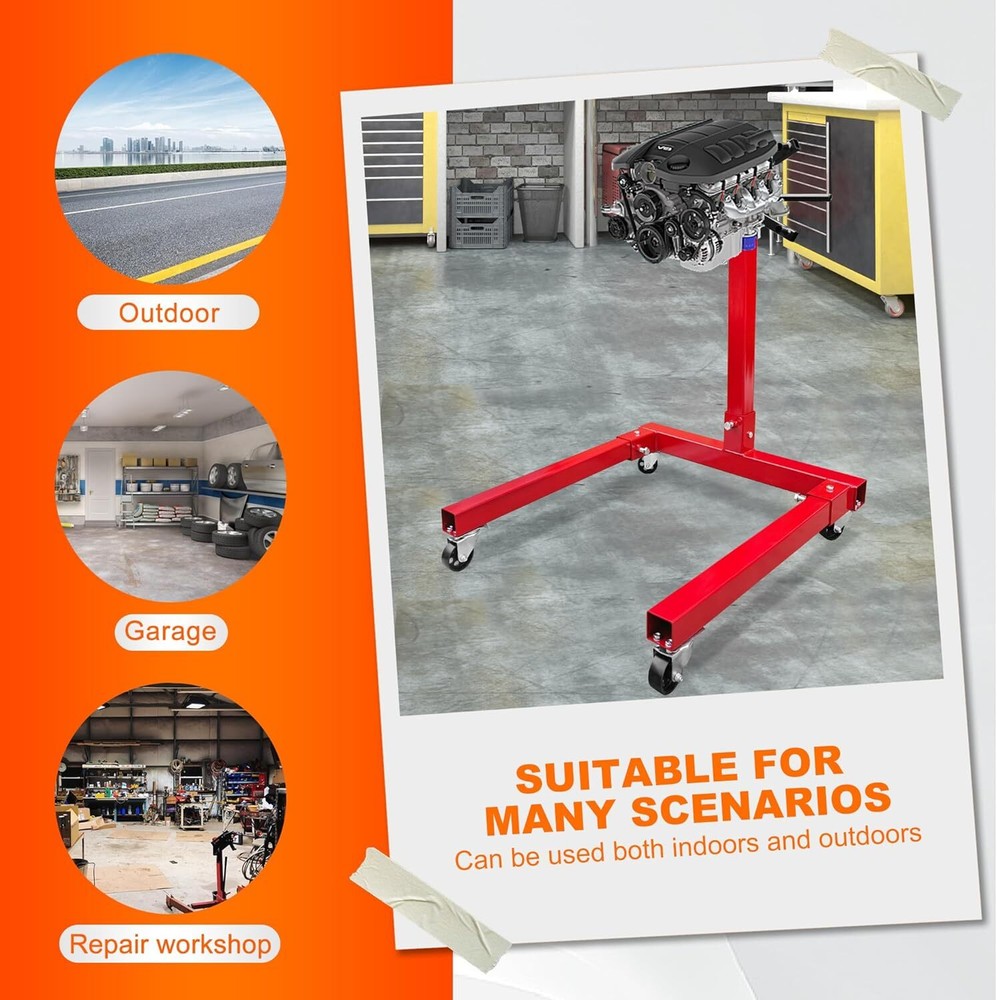Engine Stand 1500LBS Capacity, 360 Degree Rotating Engine Run Stand w/4-Casters