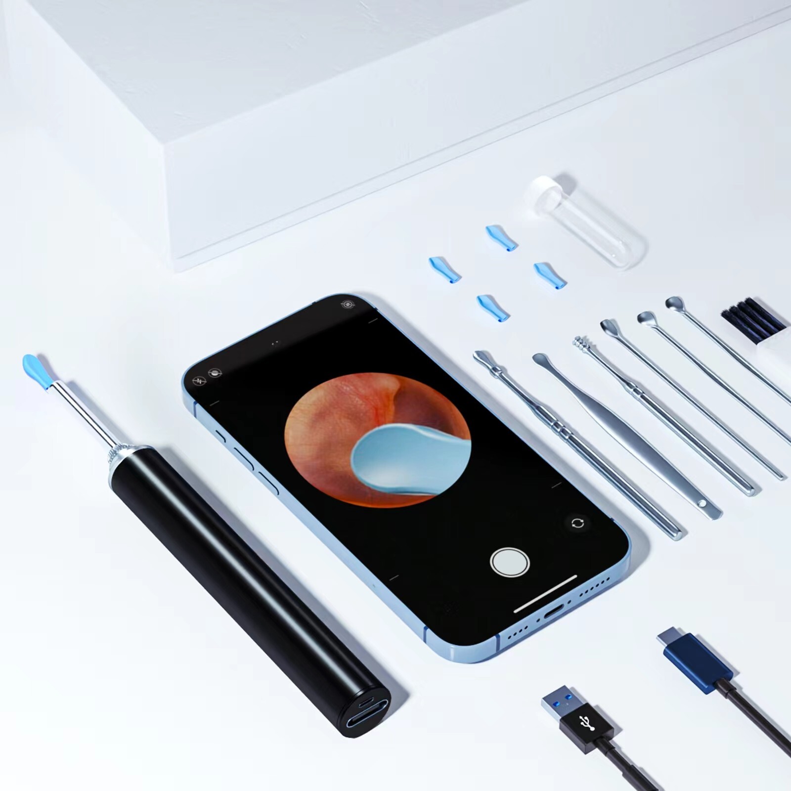 Hot gift  Ear Wax Remover Tool Otoscope Ear Pick Scoop With 1296 HD Camera