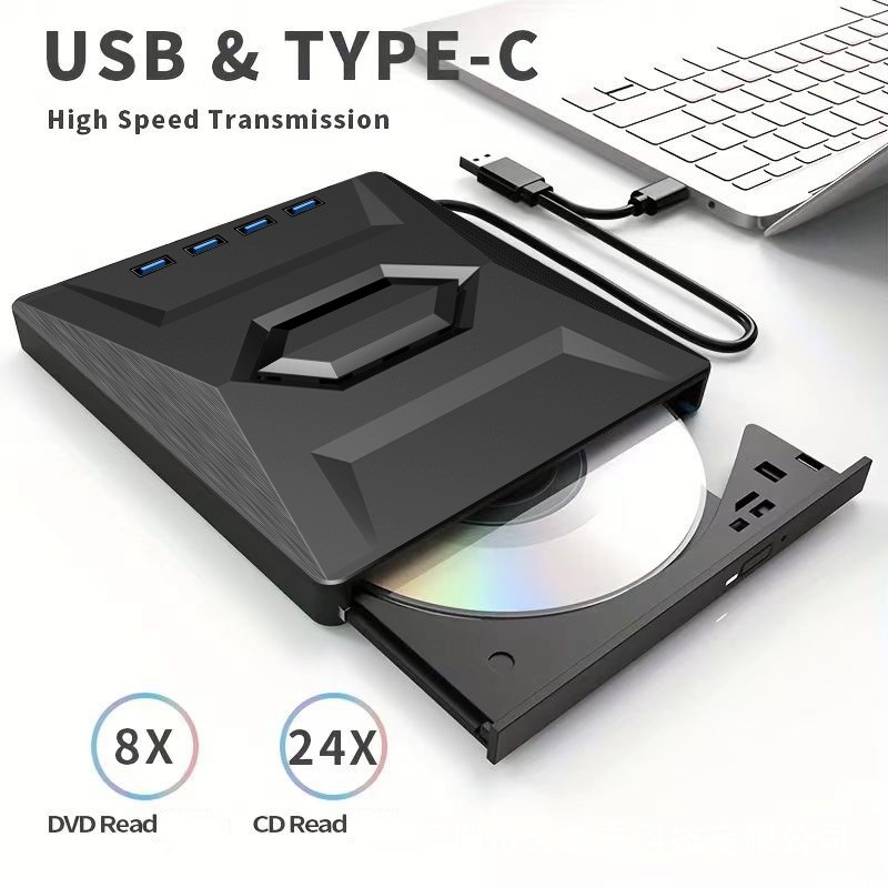 External CD DVD Drive Reader Writer CD Burner USB3.0 Type-C for PC Windows 11 10