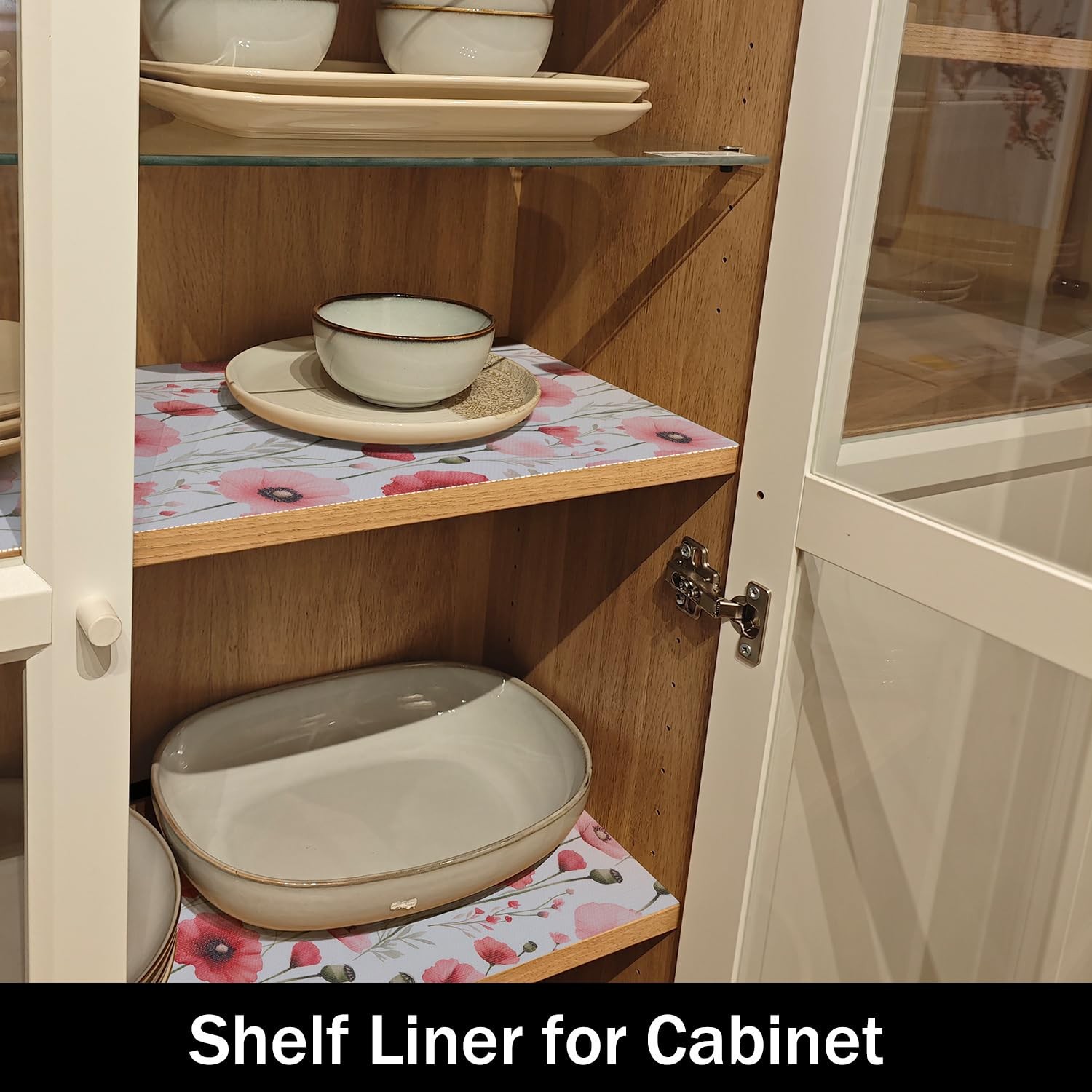 Floral Shelf Liners Strong Non-Slip and Non Adhesive Shelf and Drawer Liners ...