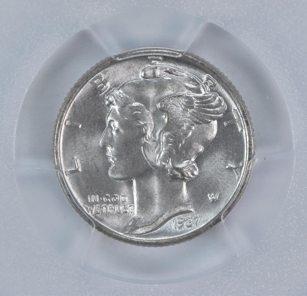 1937 Mercury Dime MS64 FB PCGS Blue Label