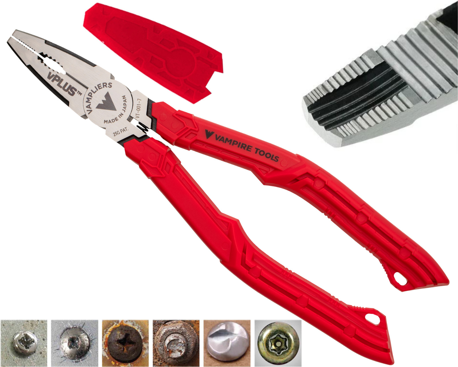 VAMPLIERS vPLUS™ 7″ Stripped Screw Extractor Combination Pliers Made in Japan