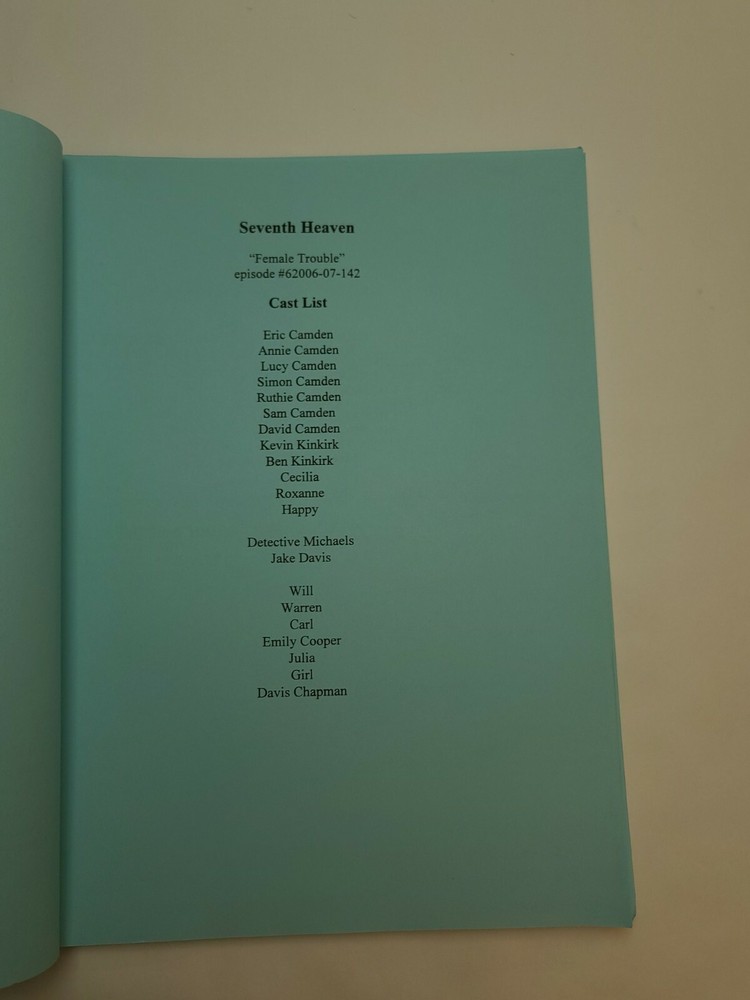 7TH HEAVEN / Sue Tenney 2002 TV Script, Beverley Mitchell "A Cry for Help"