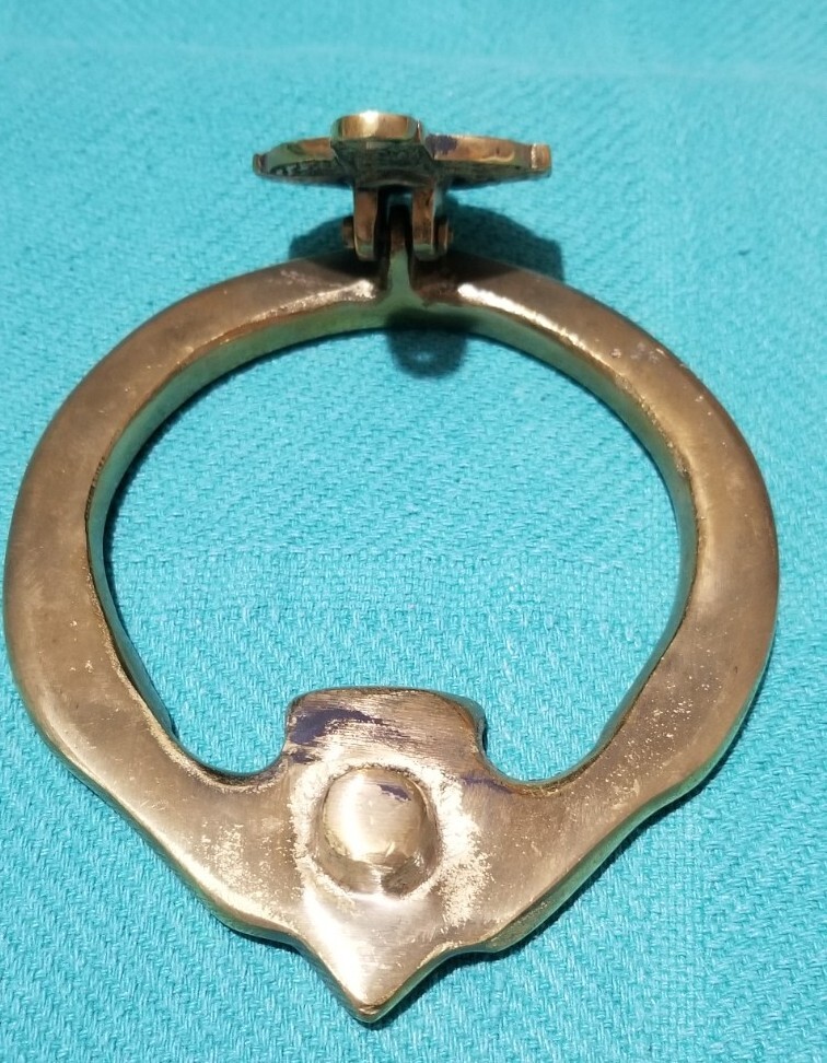 Solid Brass Large Irish Celtic Claddagh  Ring Door Knocker 6" x 4.5" Nice