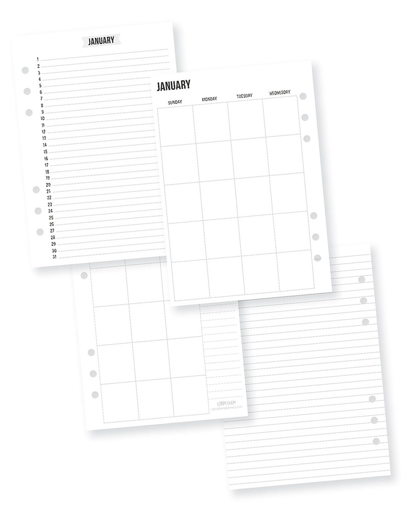 Simple Carpe Diem A5 Planner Double-Sided Inserts, Multicolor