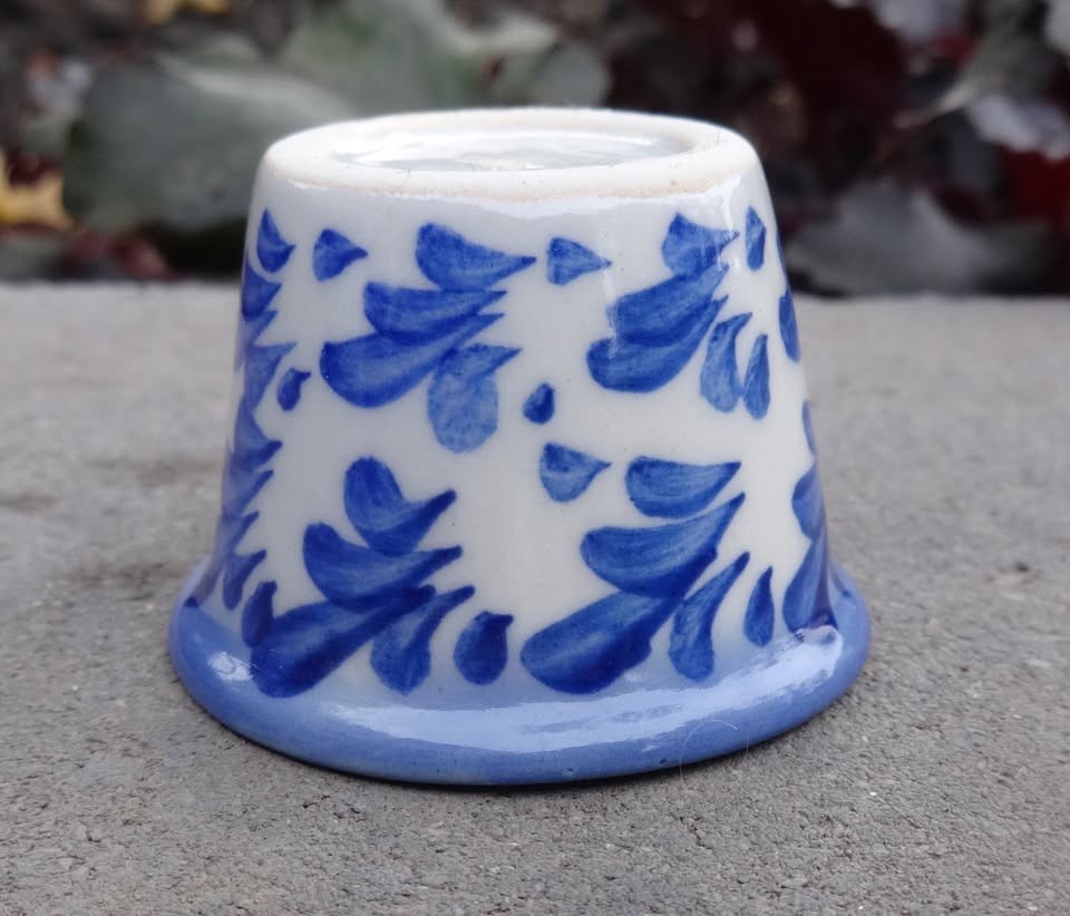 Tiny, Flow-Blue Style Porcelain Open Salt Dip, Cellar, Dish!
