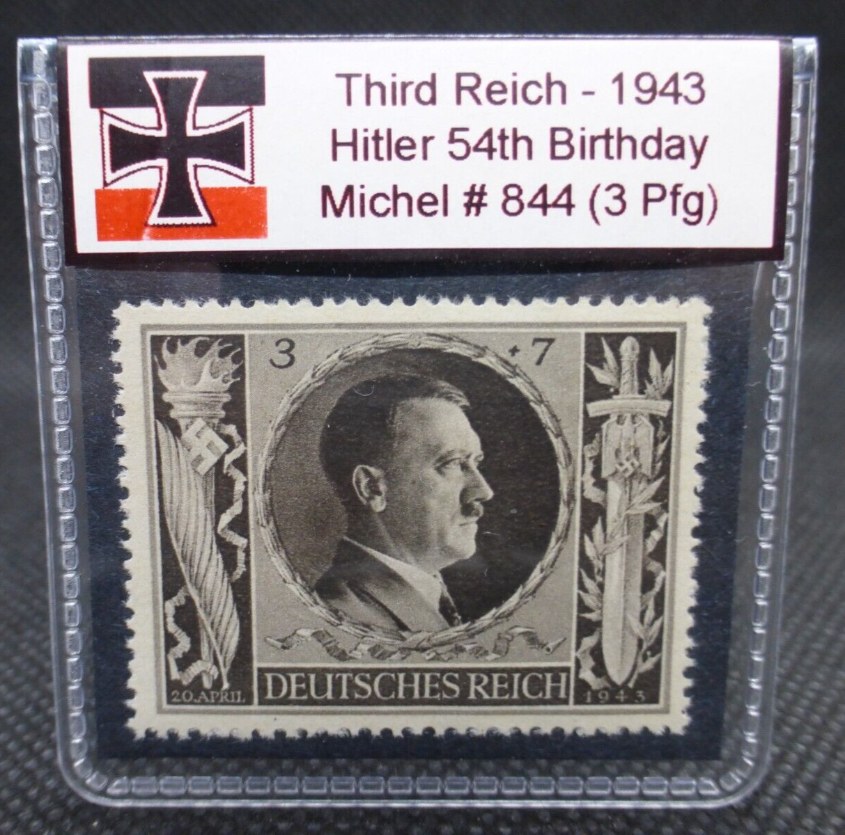 Adolf Hitler 1943 WW2 54th Birthday Stamp Third Reich Nazi Germany MNH Pfennig