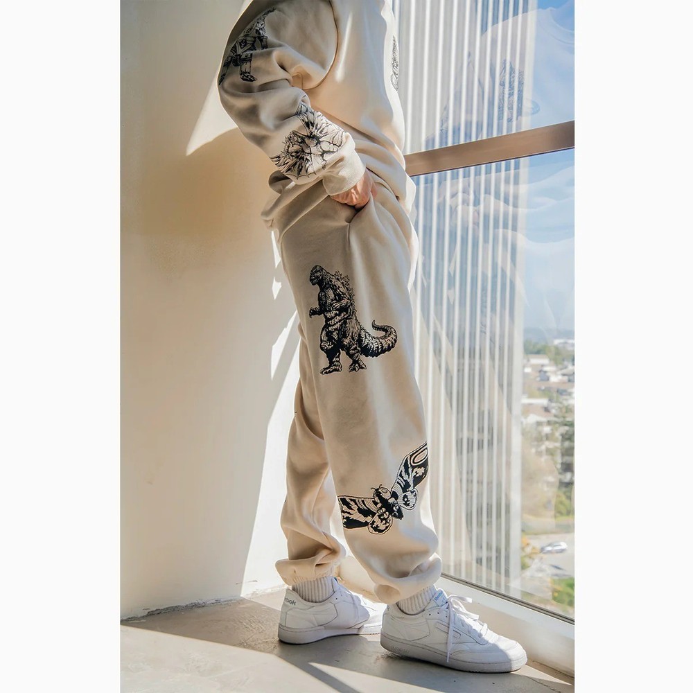 Godzilla Kaiju Print Sweatpants Designed by Toho, Large