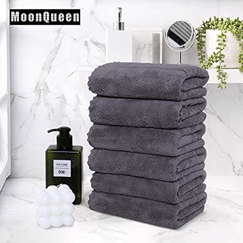 6 Pack Premium Hand Towels - Quick Drying - Hand Towels - 6 Pack Gray