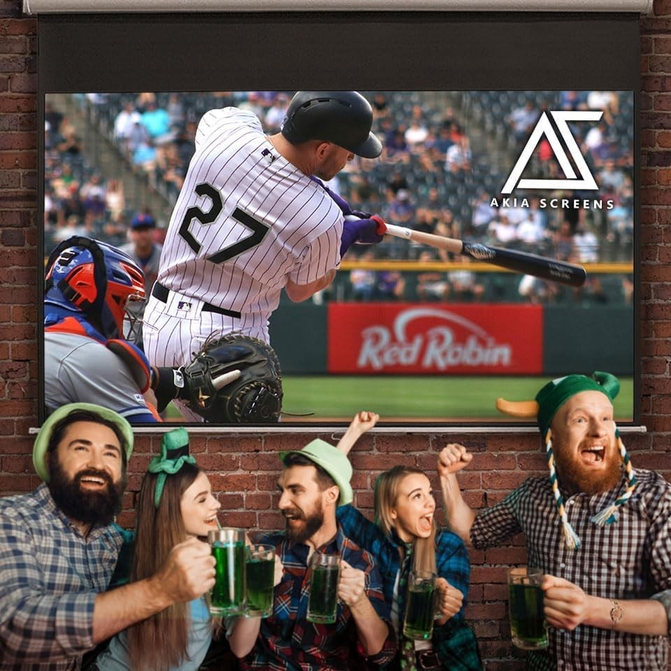 Retractable 110-Inch Projector Screen - 16:9 Aspect Ratio, Auto Locking System