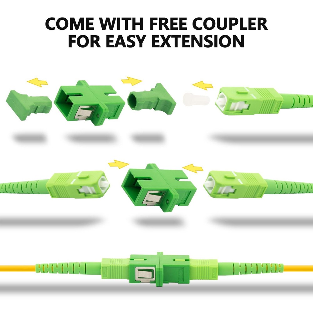 Fiber Optic Internet Cable 65ft SC/APC Single Mode Patch Jumper Replacement