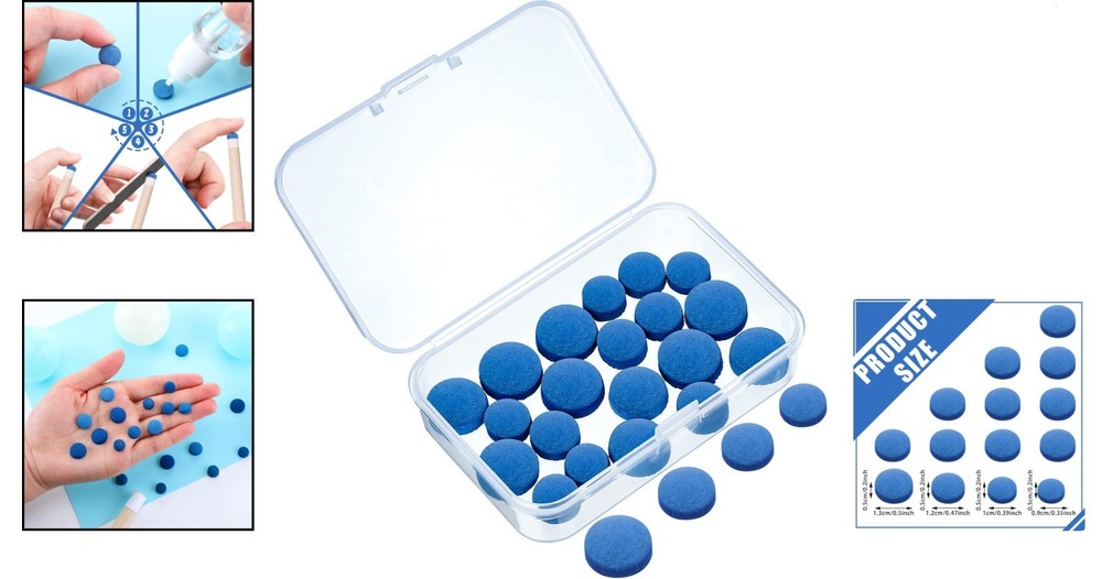 20 Pcs Billiard Pool Cue Tips Replacement Set with Storage Box - Snooker Ready!