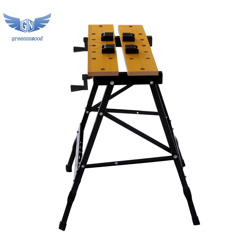 220lbs Capacity Adjustable Folding Workbench with Built-in Ruler & Protractor