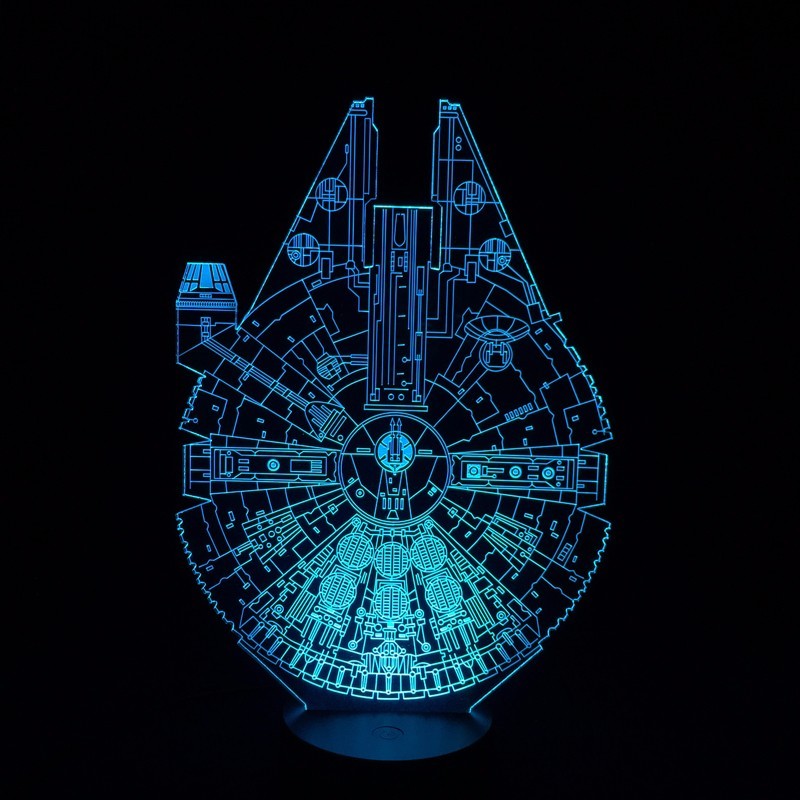 Millenium Falcon 3D Illusion Lamp, 7 Colors Changing, USB Powered