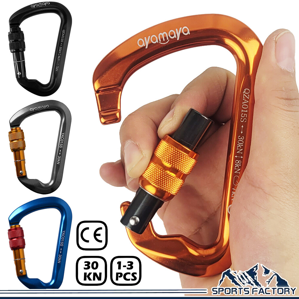30KN Heavy Duty Locking Carabiner Clip Rock Climbing Hook Big Tree Rigging Swing